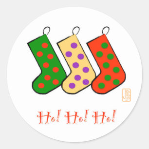 Sticker Rond Ho ! Ho ! Ho ! Mod Stockings Joyeux Noël