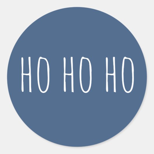 Sticker Rond Ho Ho Ho Noël. Blue Cute Winter Holiday Père Noël (Devant)