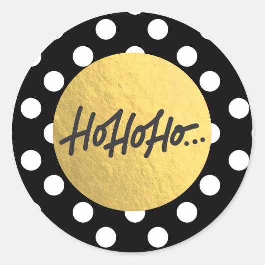Sticker Rond HO HO HO Noël Vacances Points Noirs et Blancs (Devant)