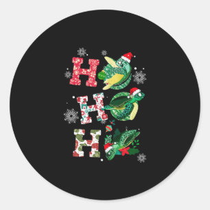 Sticker Rond Ho Ho Ho Père Noël Turtles Ornements de Noël D