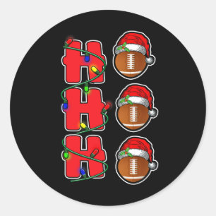 Sticker Rond Ho Ho Ho Santa Hat Football Ball Christmas Fun Men
