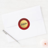Sticker Rond HO HO Holiday Red Glitter Gold Foil (Enveloppe)
