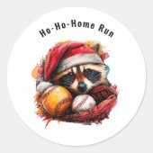 Sticker Rond Ho-Ho-Home Run Raccoon Envelope Seals • 1.5″ Round (Devant)