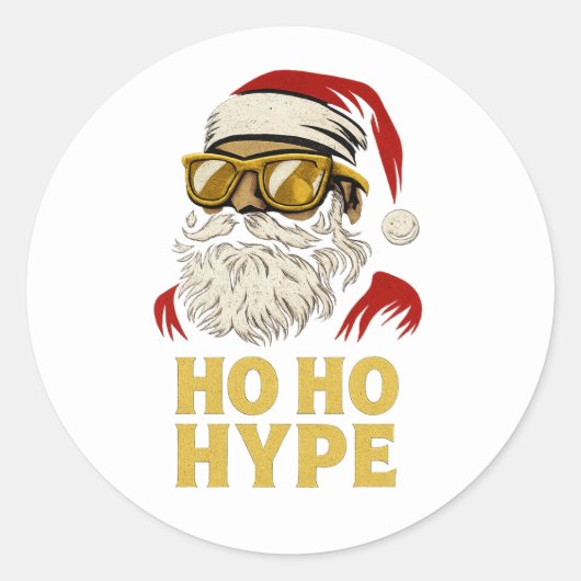 Sticker Rond HO HO HYPE – Santa Gold (Devant)