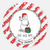 Sticker Rond Ho Ho Joyeux Noël Père Noël mignonne Snowman (Devant)
