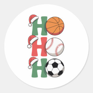 Sticker Rond Ho Santa Noël Basketball Baseball Football Noël