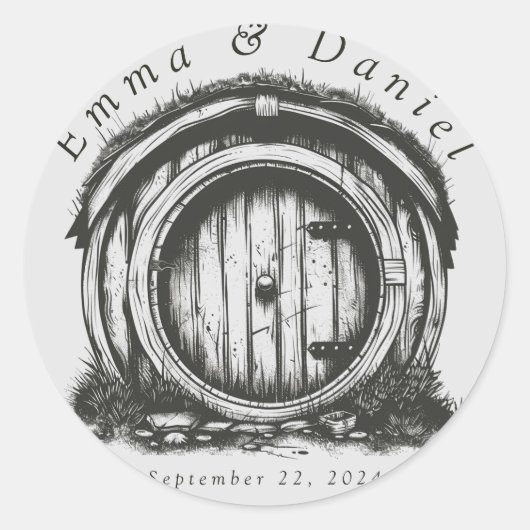 Sticker Rond Hobbiton Haven Mariage (Devant)