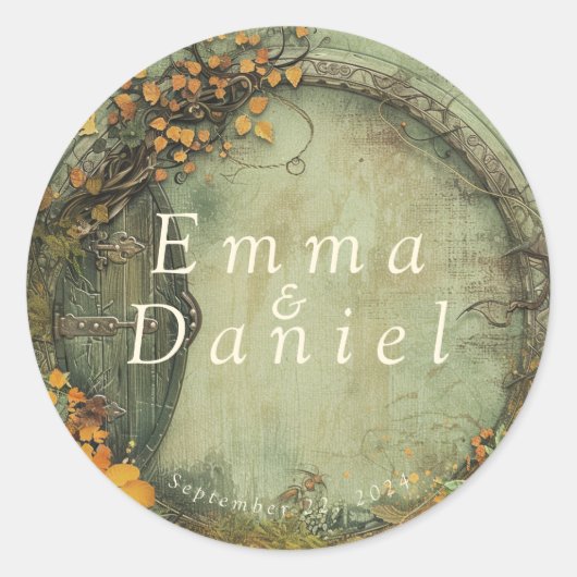Sticker Rond Hobbiton Haven Mariage (Devant)
