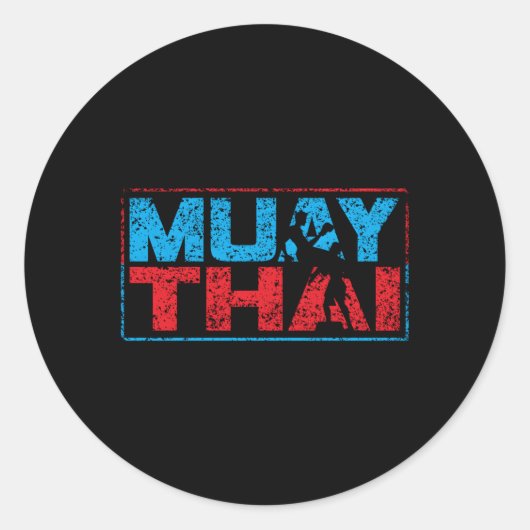 Sticker Rond Hobby de Muay Thai Fighter Boxer (Devant)