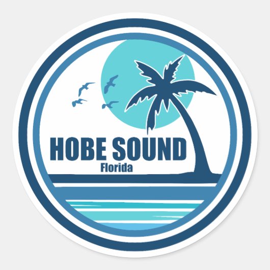 Sticker Rond Hobe Sound Florida Palm Tree Birds (Devant)