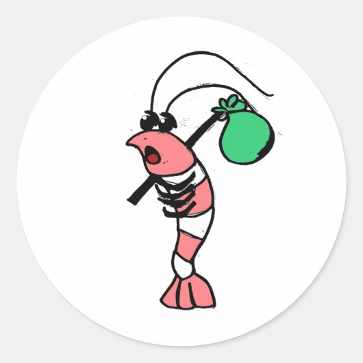 Sticker Rond Hobo de crevettes (Devant)