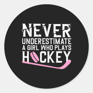 Sticker Rond Hockey Amusant Pour Femmes Filles Joueuse De Hocke