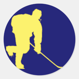 STICKER ROND HOCKEY BLEU ET OR