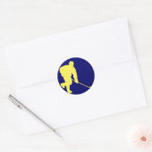 STICKER ROND HOCKEY BLEU ET OR (Enveloppe)
