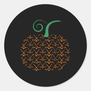 Sticker Rond Hockey citrouille Halloween Hockey