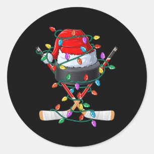 Sticker Rond Hockey de Noël Casquette de Sport de Noël Santa By