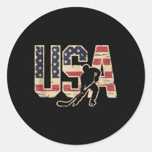 Sticker Rond Hockey Drapeau Américain