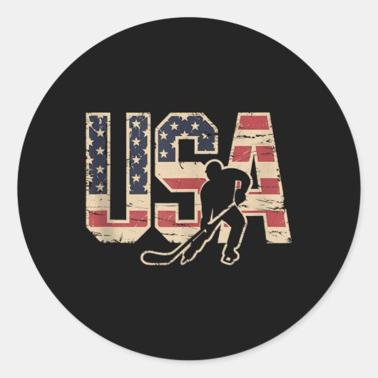 Sticker Rond Hockey Drapeau Américain (Devant)