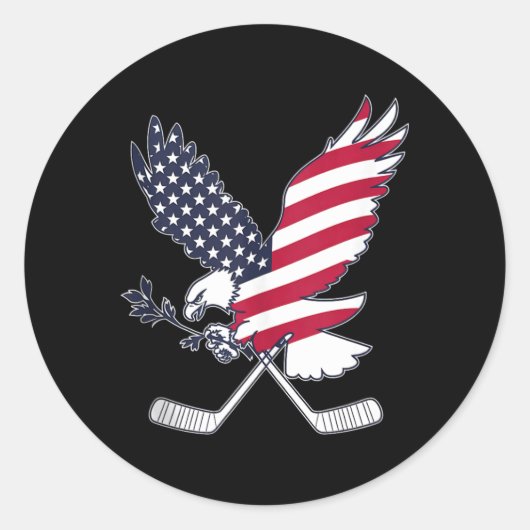 Sticker Rond Hockey Drapeau Américain (Devant)