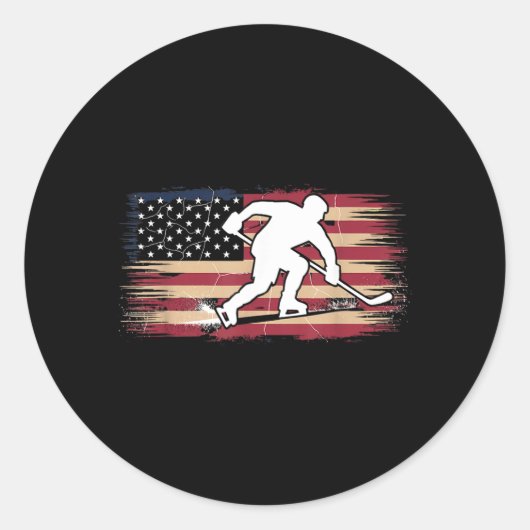 Sticker Rond Hockey Drapeau Américain (Devant)