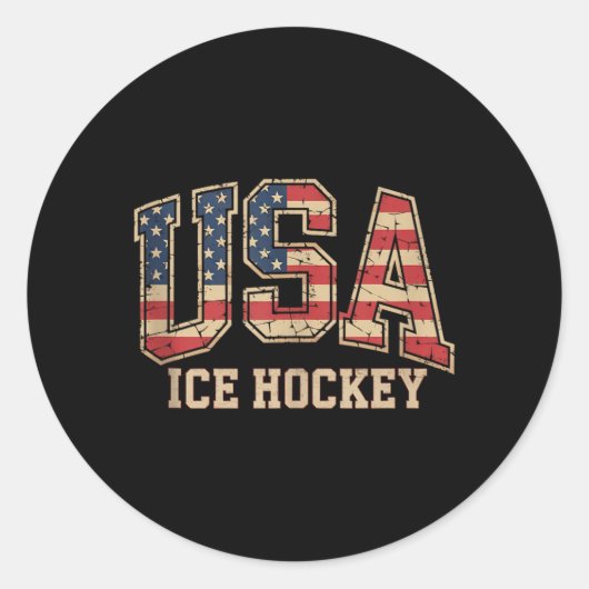 Sticker Rond Hockey Drapeau Américain (Devant)