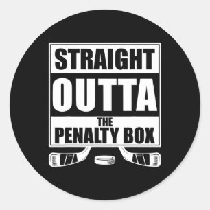 Sticker Rond Hockey drôle tout droit sorti de la cage de pénali