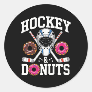 Sticker Rond Hockey et beignets Drôle de sport et snack