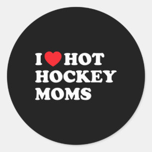 Sticker Rond Hockey I Love Hot Hockey Moms