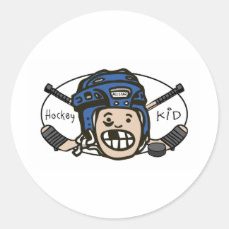 Sticker Rond Hockey Kid Blue