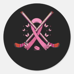 Sticker Rond Hockey rose Ruban Brebis Sensibilisation au cancer