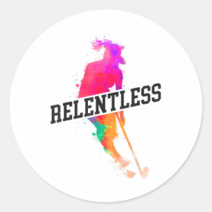 Sticker Rond Hockey sur gazon aquarelle implacable _2