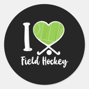 Sticker Rond Hockey sur gazon coeur J'aime le hockey sur gazon