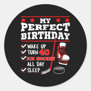 Sticker Rond Hockey sur glace 40e anniversaire parfait joueur d