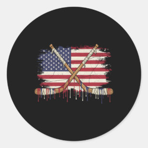 Sticker Rond Hockey sur glace Crème glacée Garçons Drapeau amér
