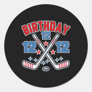 Sticker Rond Hockey sur glace Douze Anniversaire Garçon 12e Fêt