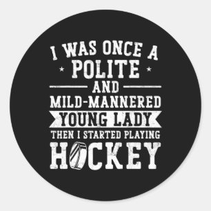 Sticker Rond Hockey sur glace Fille Vintage J'étais autrefois u