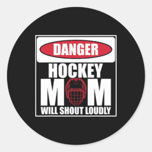 Sticker Rond Hockey sur glace Maman vintage Mère Danger Maman d