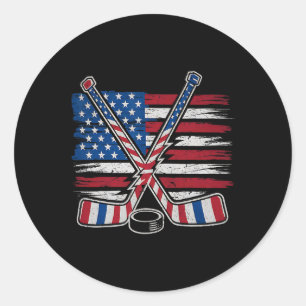 Sticker Rond Hockey sur glace patriotique 4 juillet Indépendanc