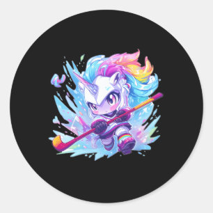 Sticker Rond Hockey sur glace Sport Hockey sur glace Unicorne