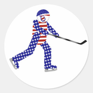 Sticker Rond Hockey sur glace USA