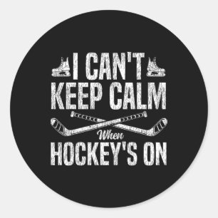 Sticker Rond Hockey sur glace Vintage Je ne peux pas rester cal