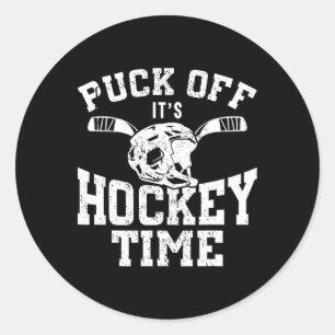 Sticker Rond Hockey sur glace Vintage Pun Puck Off C'est l'heur
