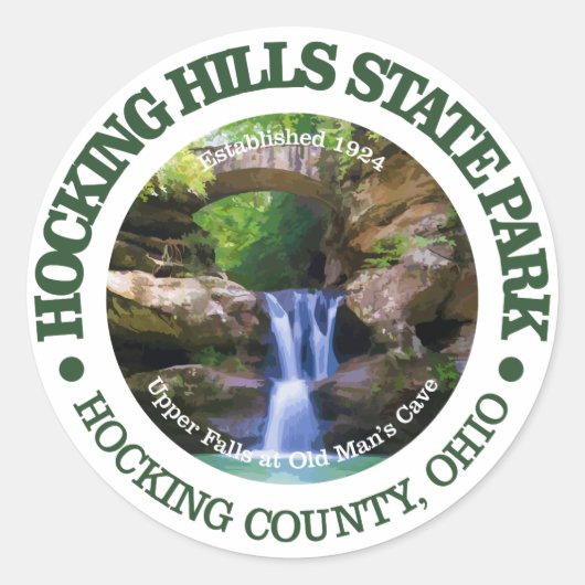 Sticker Rond Hocking Hills State Park (Devant)