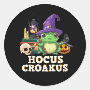 Sticker Rond Hocus Croakus Éffrayant Halloween Frog Witg Casque
