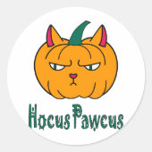 Sticker Rond Hocus pawcus Halloween citrouille ginger cat magie (Devant)