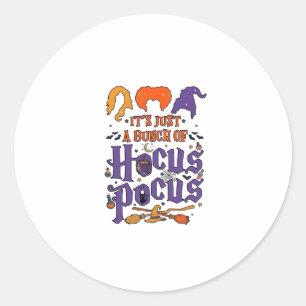 Sticker Rond Hocus Pocus Halloween Sorcières Chaudron Balai Cha