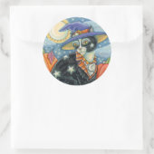 STICKER ROND HOCUS POCUS NOIR CAT WITCH & MOUSE HALLOWEEN (Sac)