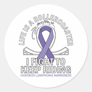 Sticker Rond Hodgkin Lymphoma cancer sensibilisation ruban viol