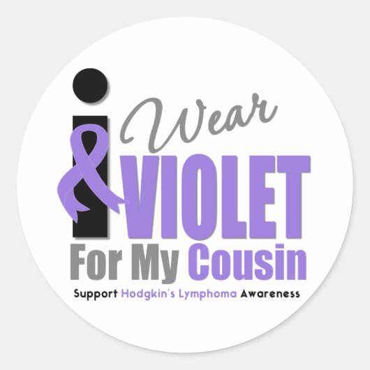 Sticker Rond Hodgkins Lymphoma Je Porte Violet Ruban Cousin (Devant)