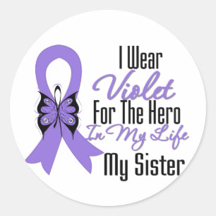 Sticker Rond Hodgkins Lymphoma Ribbon Mon héros Ma soeur